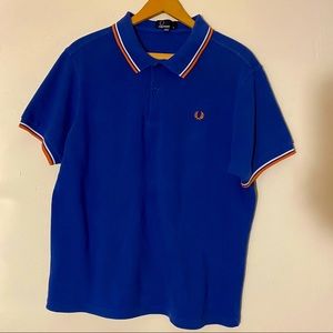 Fred Perry Blue/orange Polo Tshirt SIZE XL